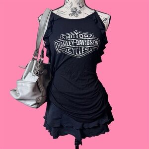 Harley-Davidson Women's Black Ruffle Tank Top